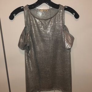 LAmade silver cold shoulder top